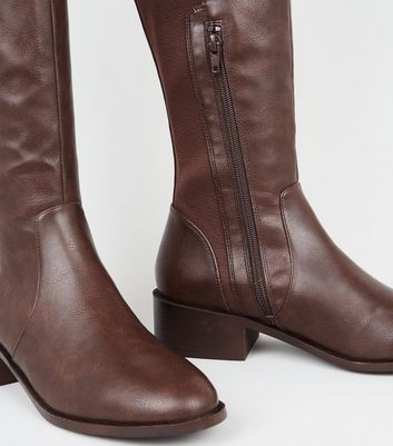 Flat brown knee shop high boots uk