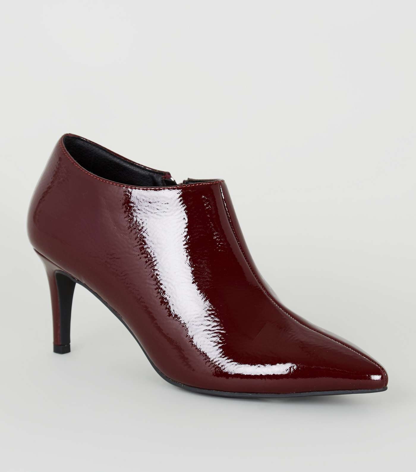 Dark Red Patent Pointed Shoe Boots