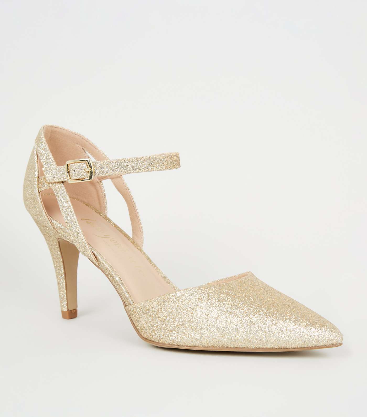 Wide Fit Gold Glitter 2 Part Court Shoes