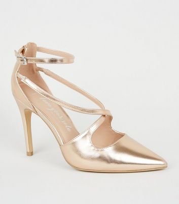 rose gold strappy heels wide fit