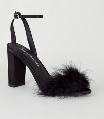 black satin block heels