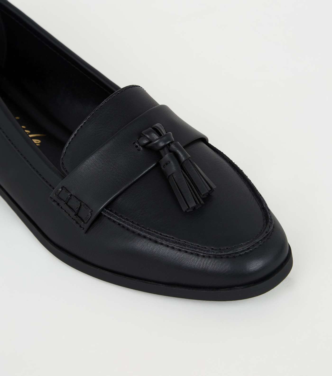 Black Leather-Look Metal Trim Tassel Loafers Image 4