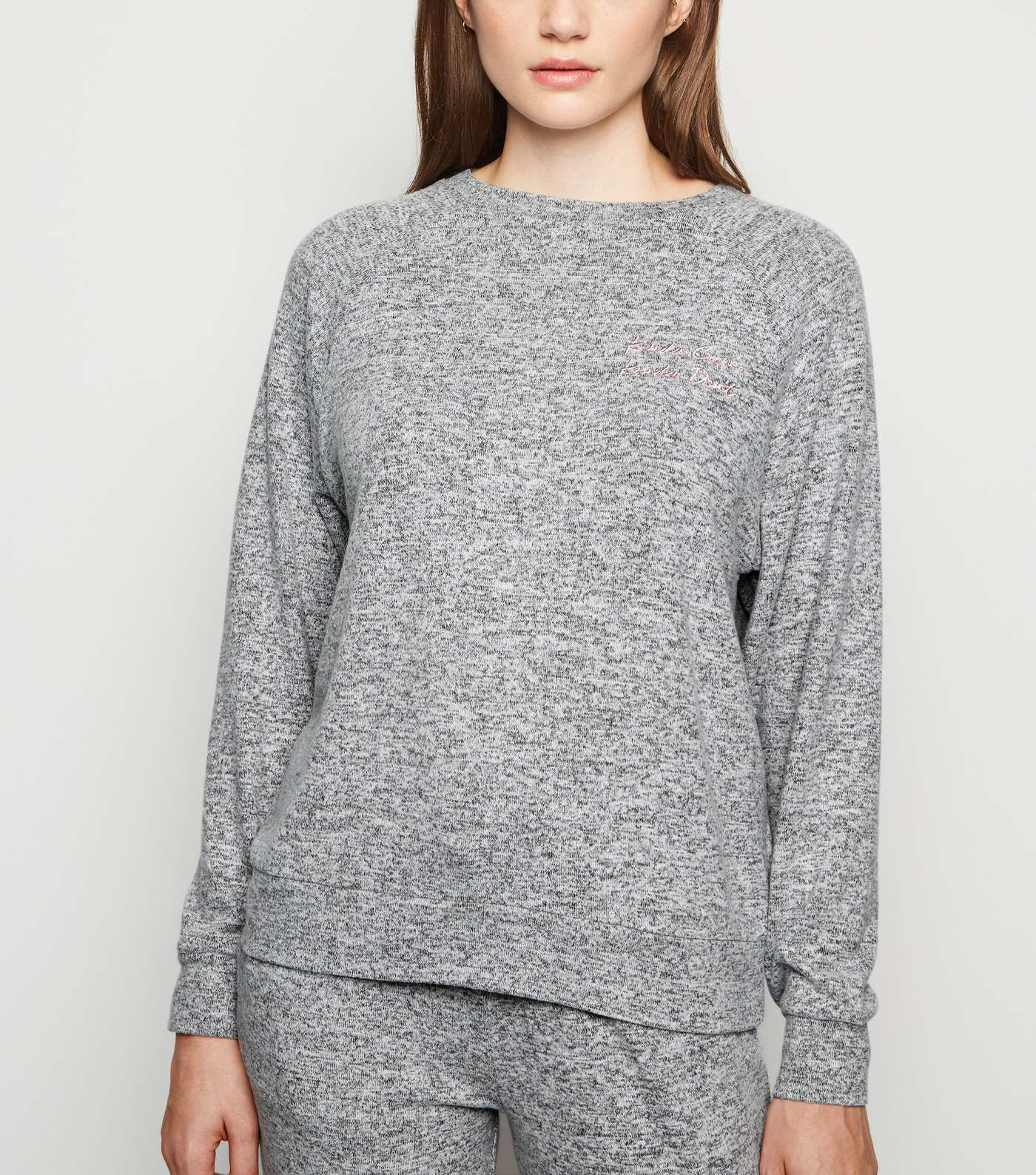 Grey Kinda Care Slogan Pyjama Sweatshirt
