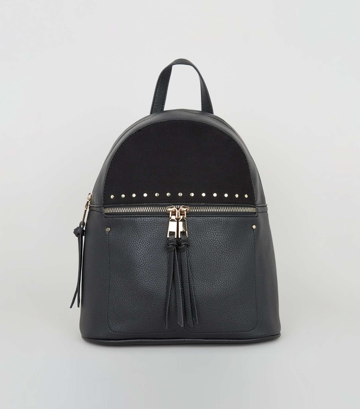Black Leather-Look Studded Backpack