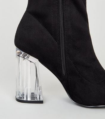 Black ankle boots hot sale with clear heel