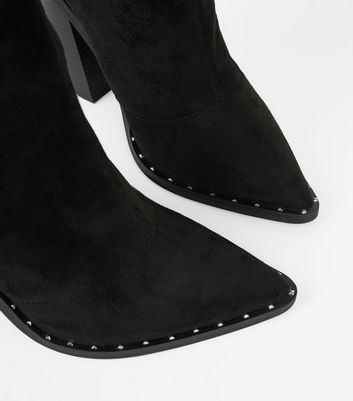 black studded sock boots