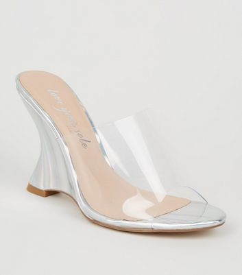 silver wedge mules