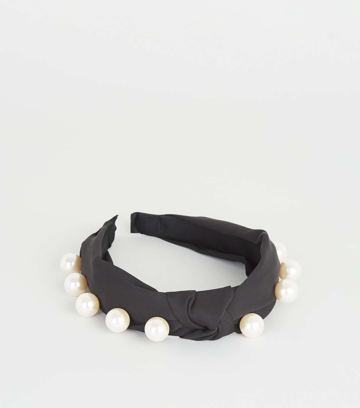 Black Faux Pearl Embellished Knot Headband