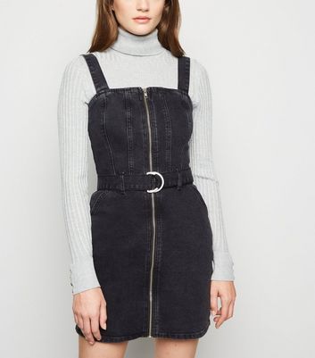 black denim zip up dress