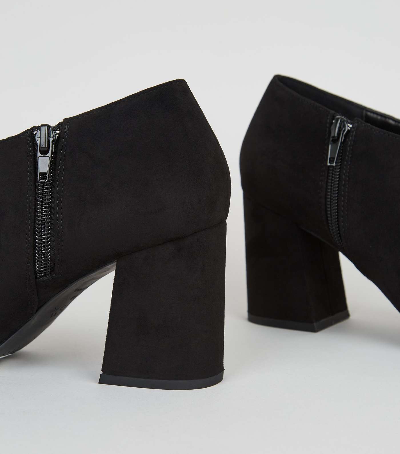 Black Suedette Flared Heel Shoe Boots Image 4