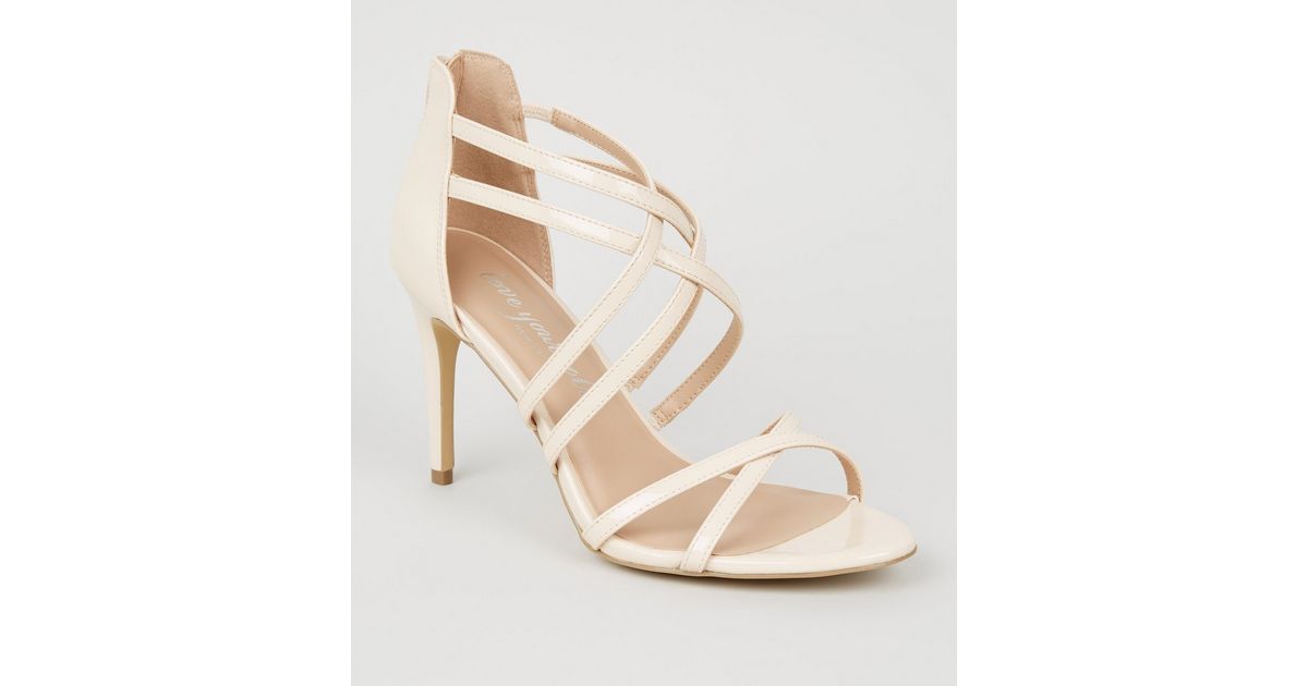 Cream Patent Strappy Stiletto Heels New Look