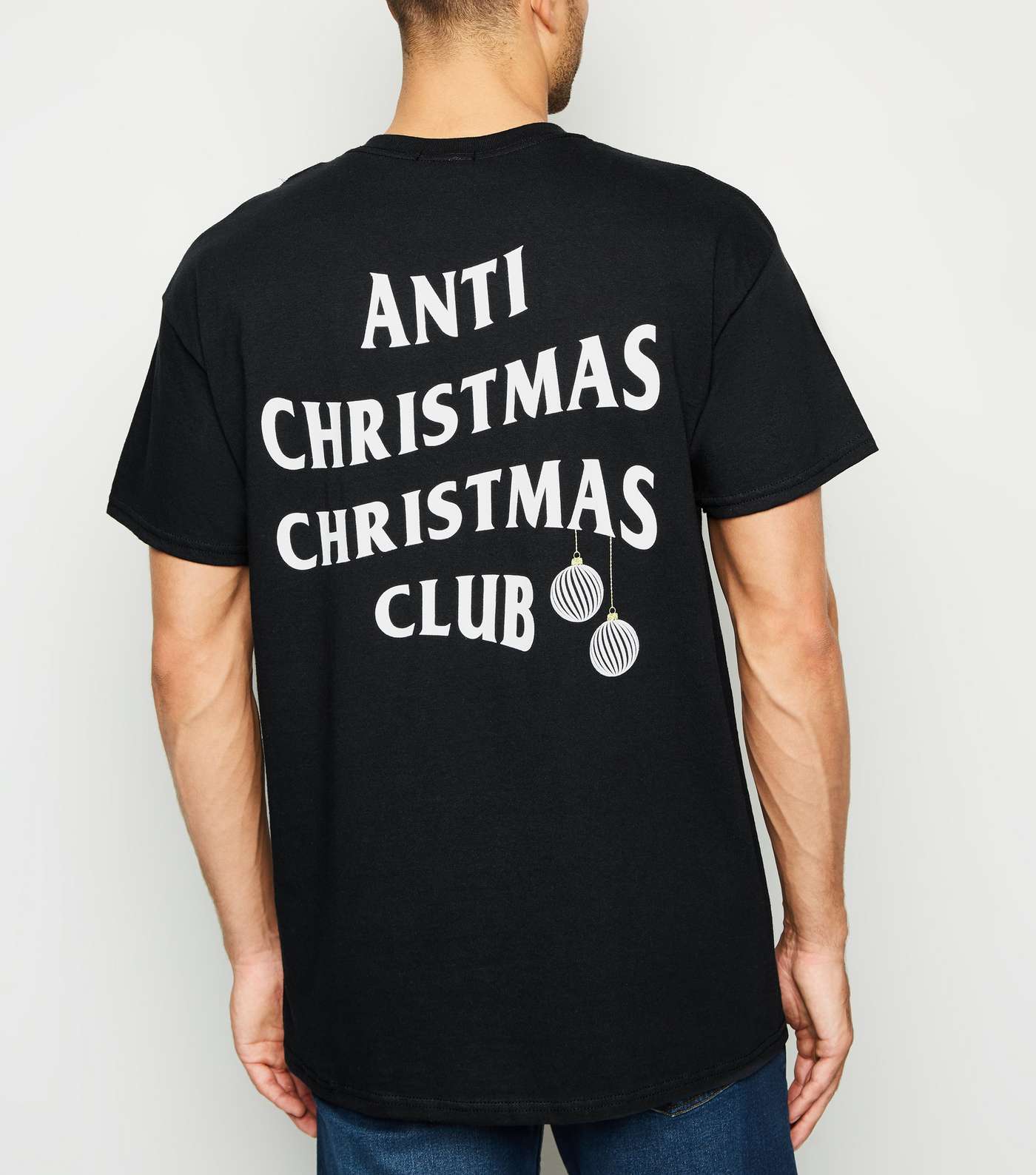 Black Anti Christmas Club Slogan T-Shirt
