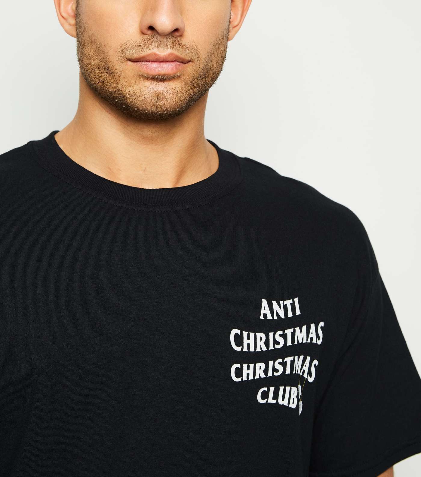 Black Anti Christmas Club Slogan T-Shirt Image 5