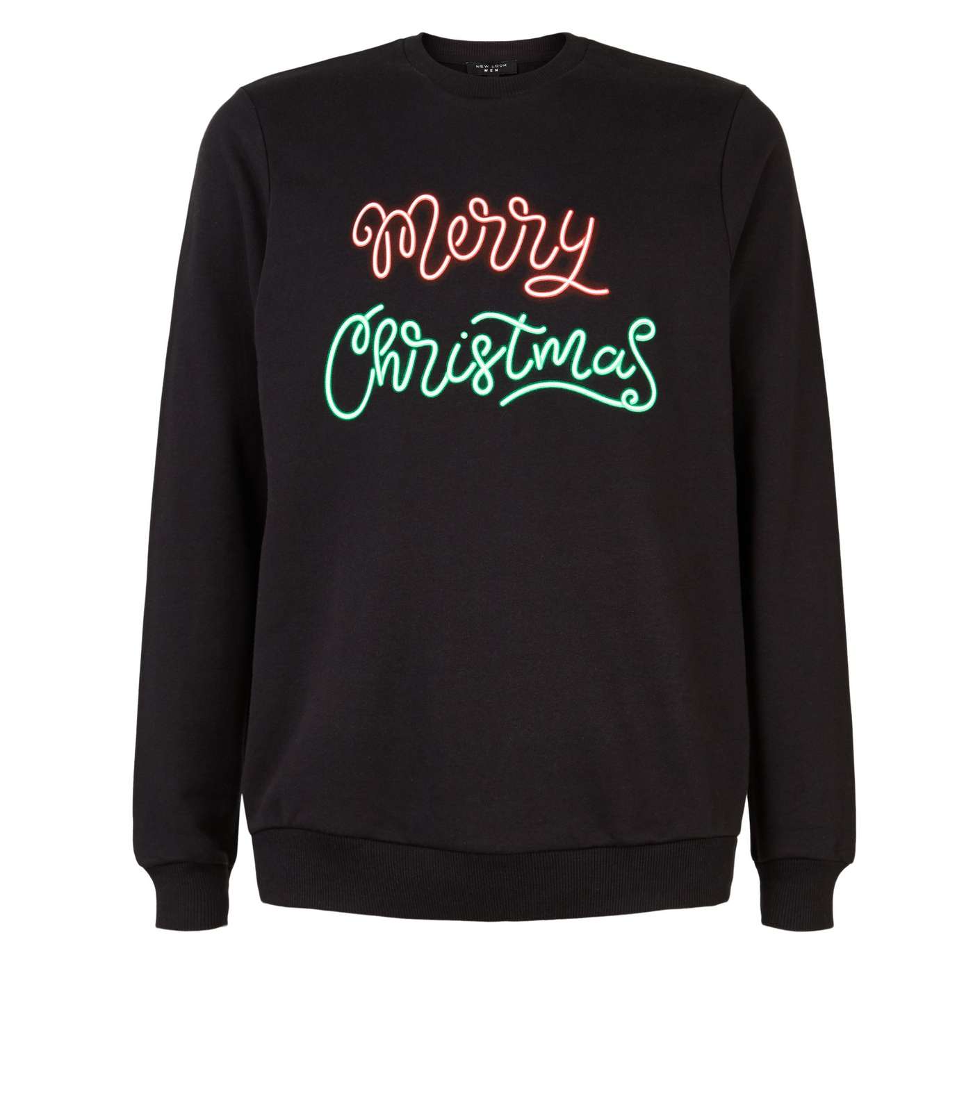 Black Neon Merry Christmas Slogan Sweatshirt Image 4