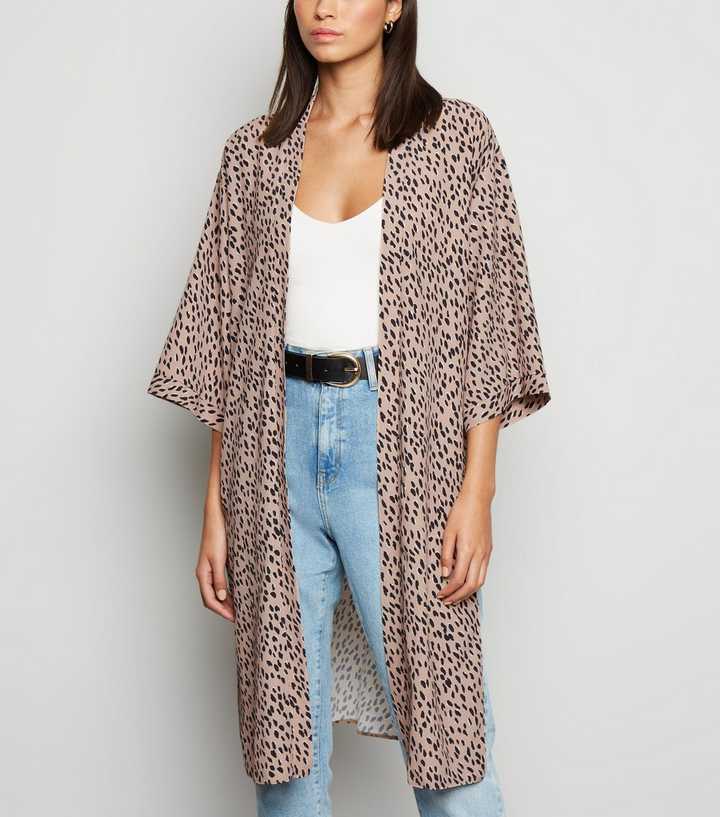 Brown Camel Spot Longline Kimono