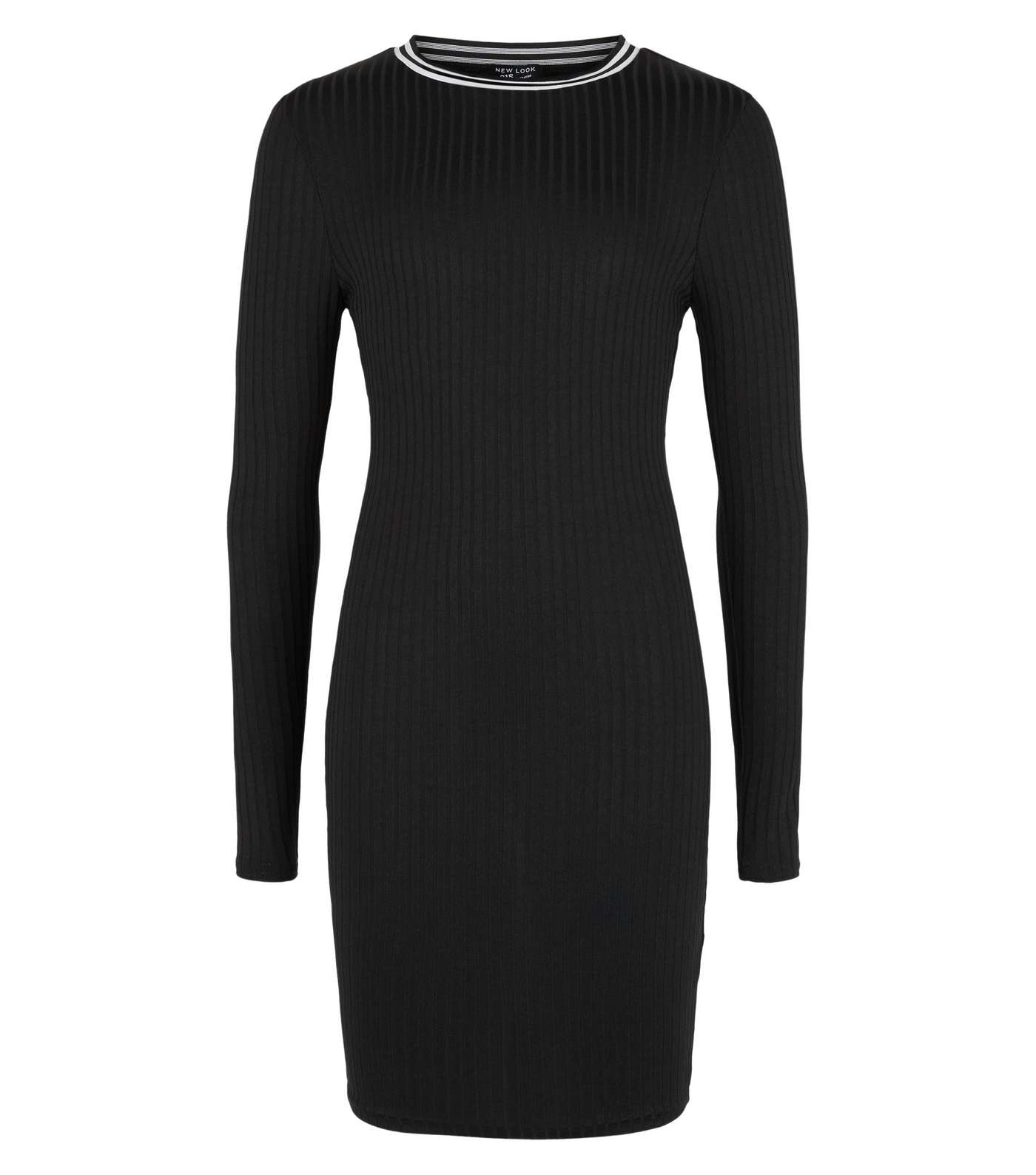 Girls Black Long Sleeve Bodycon Dress Image 4