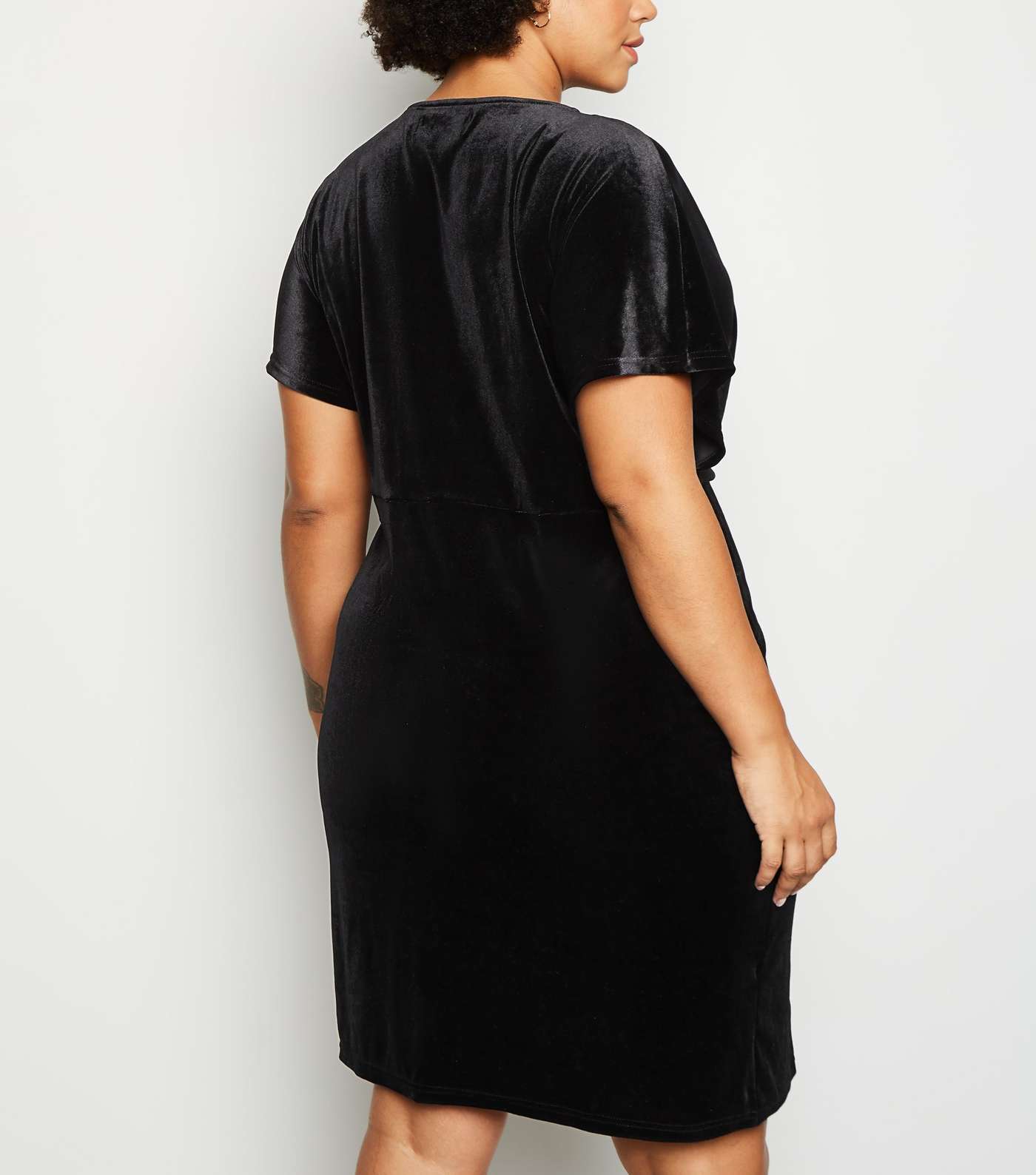 Mela Curves Black Velvet Wrap Dress Image 3