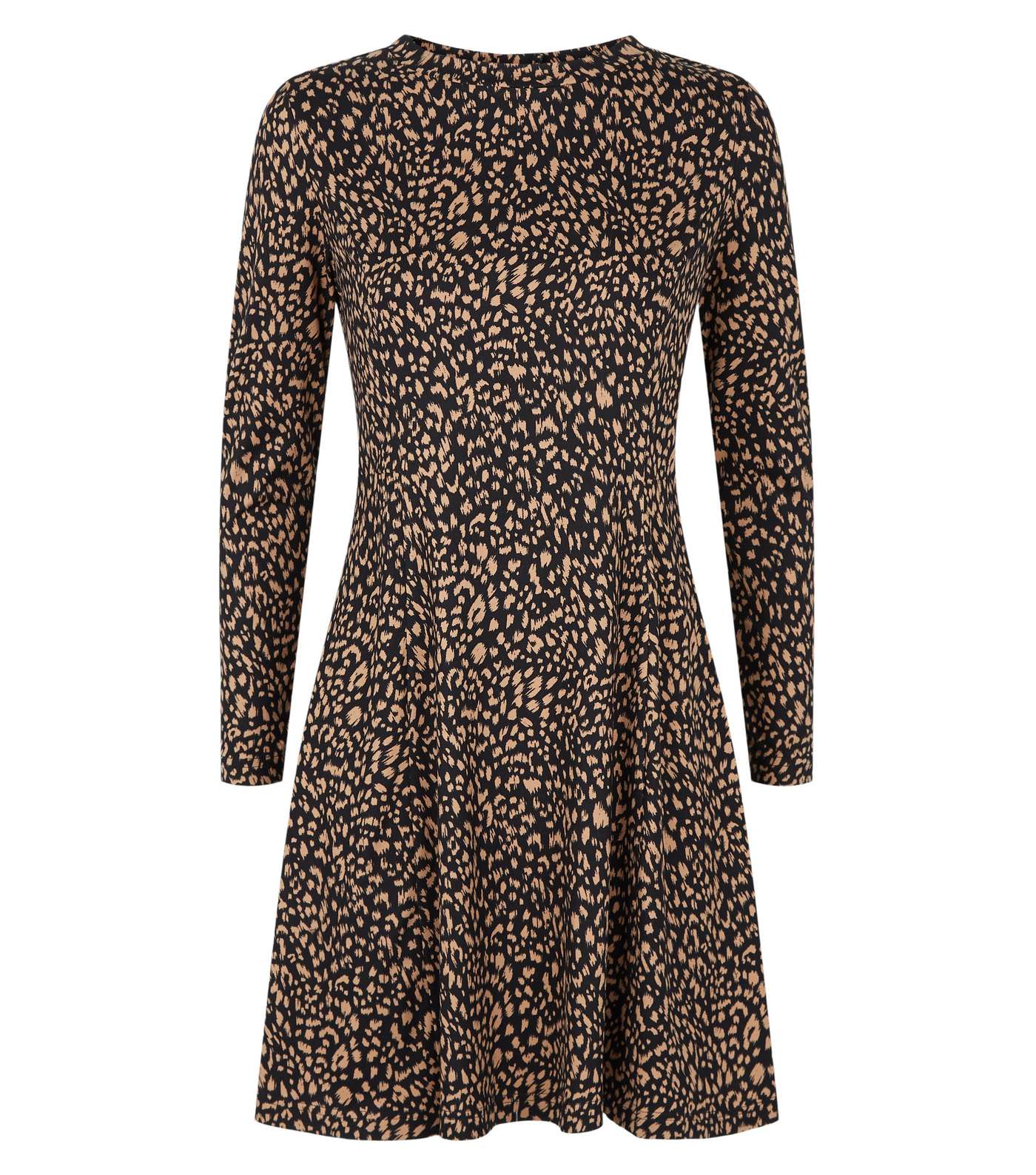 Petite Black Leopard Print Soft Touch Mini Dress Image 4