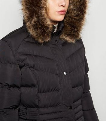 new look petite puffer jacket in black