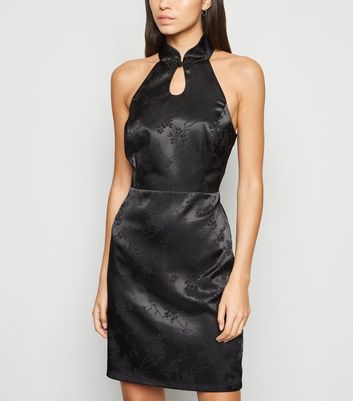 womens black satin dress