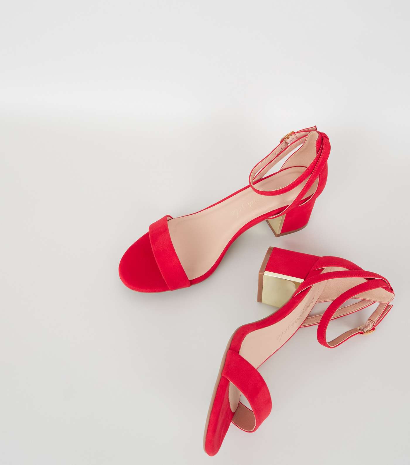 Wide Fit Red Metal Low Block Heels Image 3