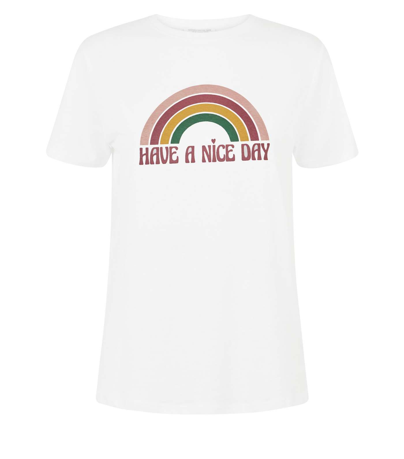 Petite White Have A Nice Day Rainbow Slogan T-Shirt Image 4