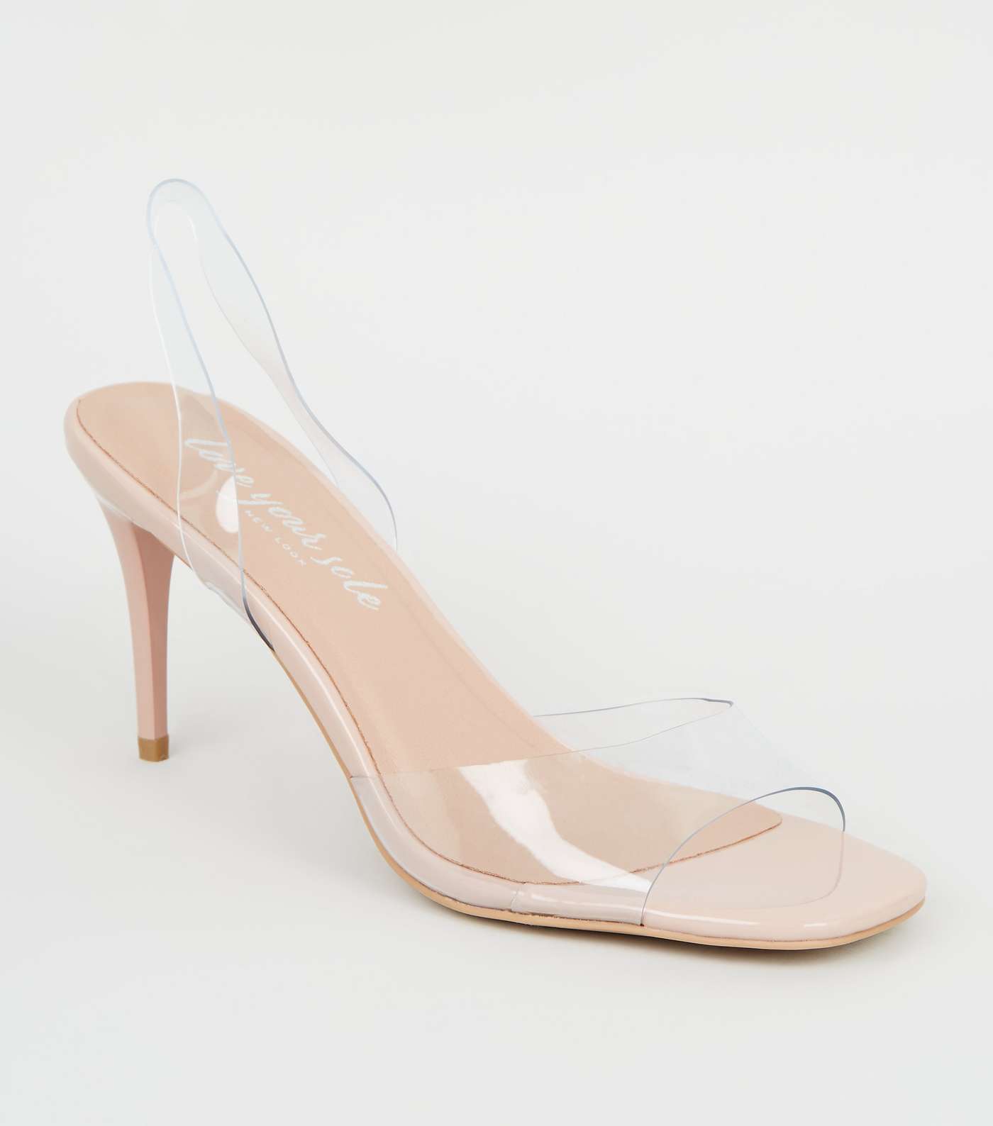Pale Pink 2 Part Clear Strap Stiletto Heels