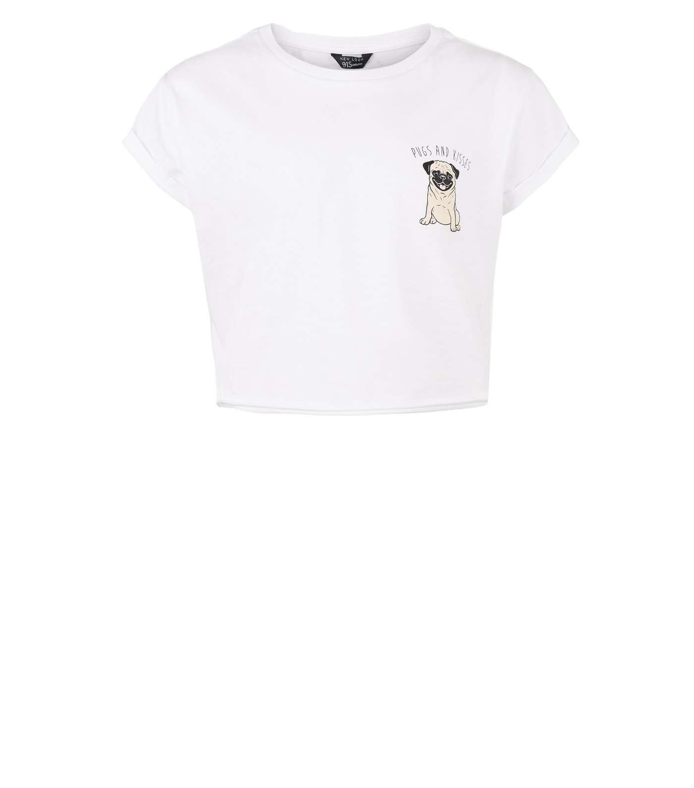 Girls White Pugs And Kisses Slogan T-Shirt Image 4