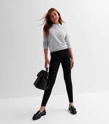 Girls - Legging noir taille haute en similicuir