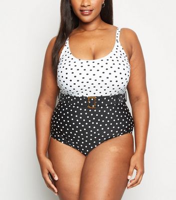 new look black belted swimsuit