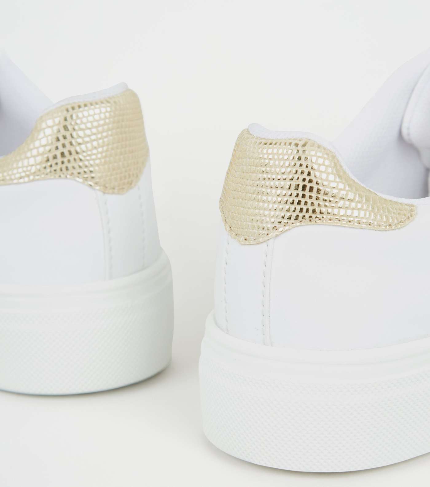 White Leather-Look Faux Croc Stripe Trainers Image 4