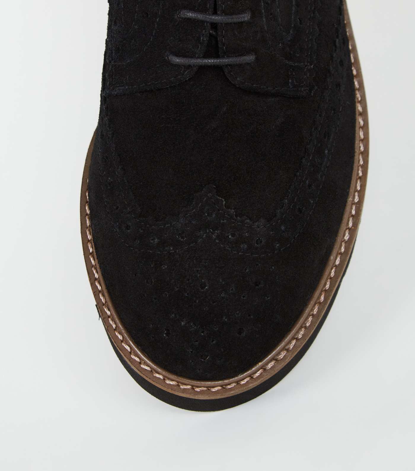 Black Suede Lace Up Chunky Brogues Image 4