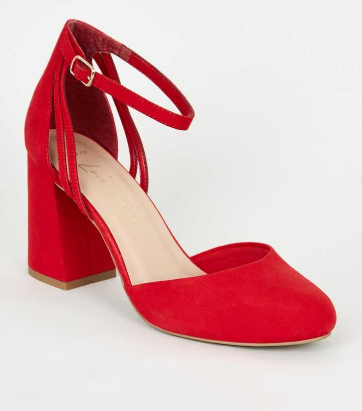 Wide Fit Red Suedette 2 Part Courts