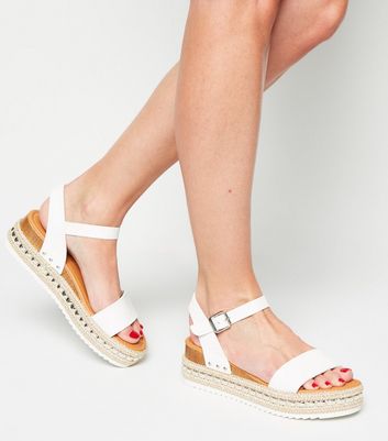 new look white flatforms