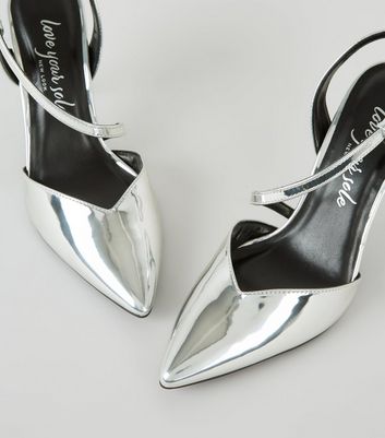 silver metallic court shoes