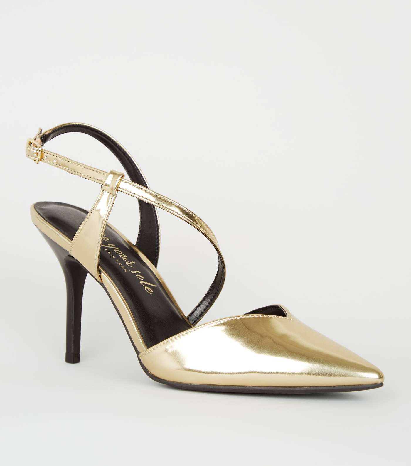 Gold Metallic Strappy Stiletto Court Shoes