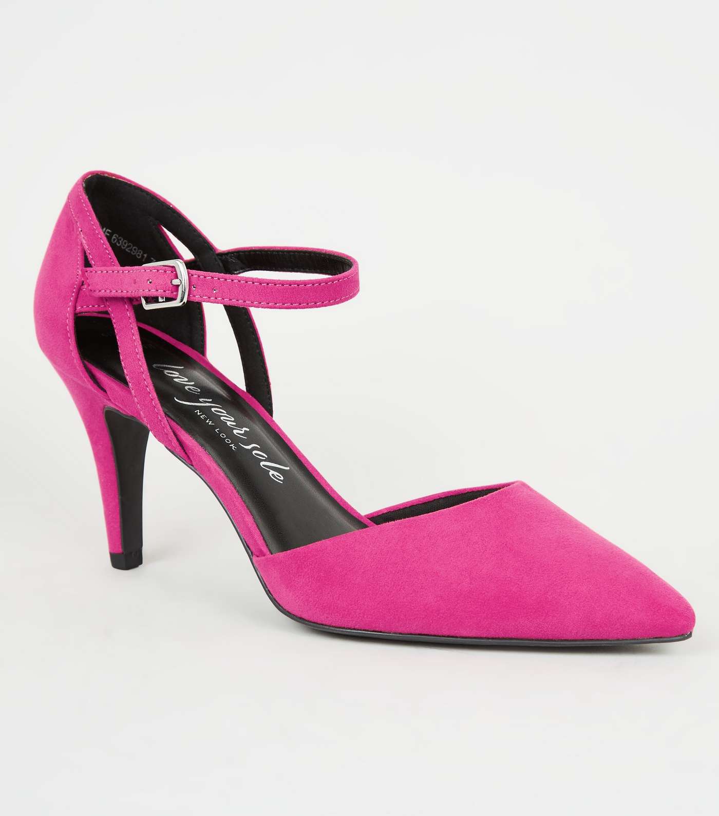 Wide Fit Pink Suedette Mid Heel Court Shoes