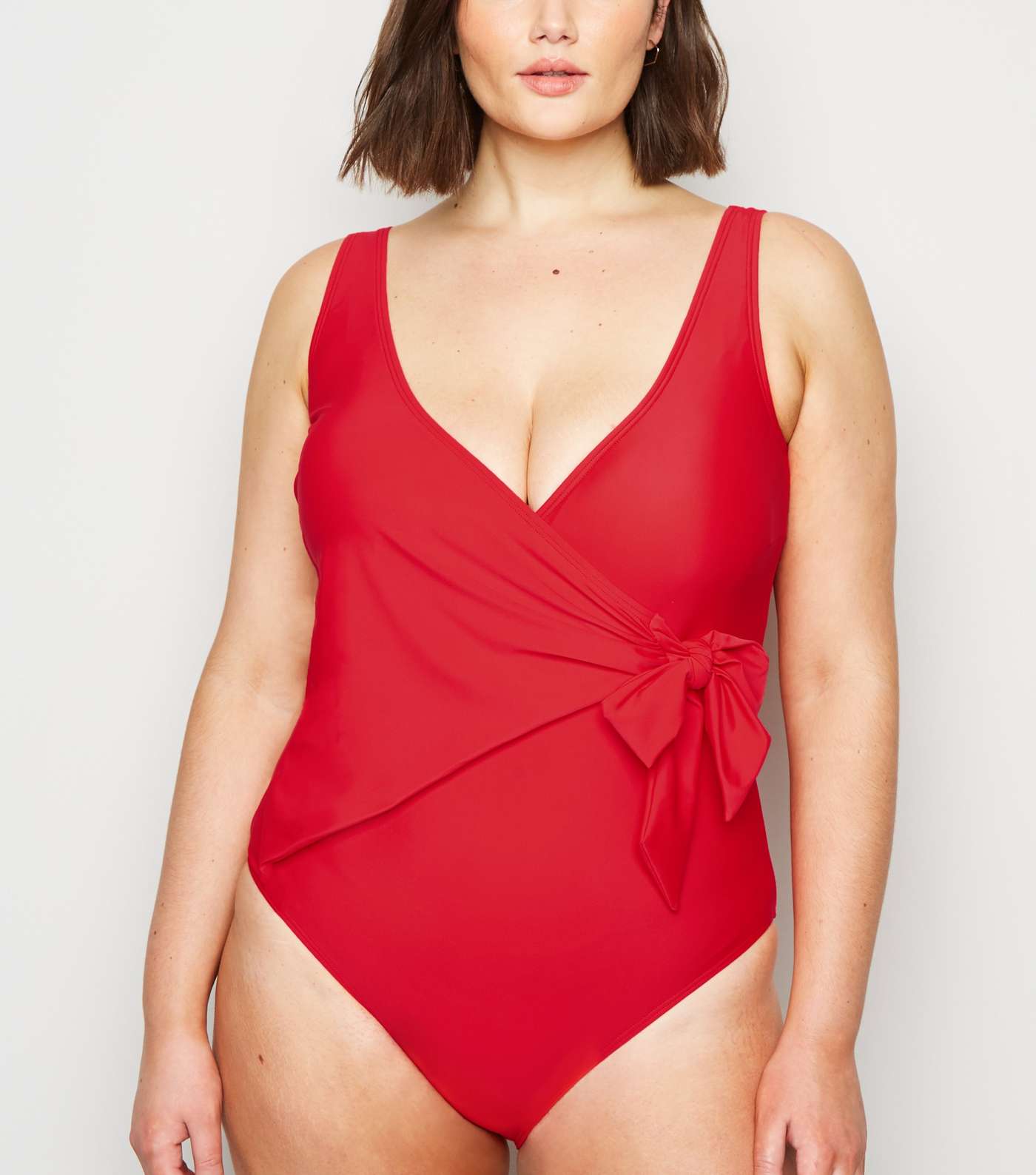 Curves Red Tie Side Wrap Swimsuit
