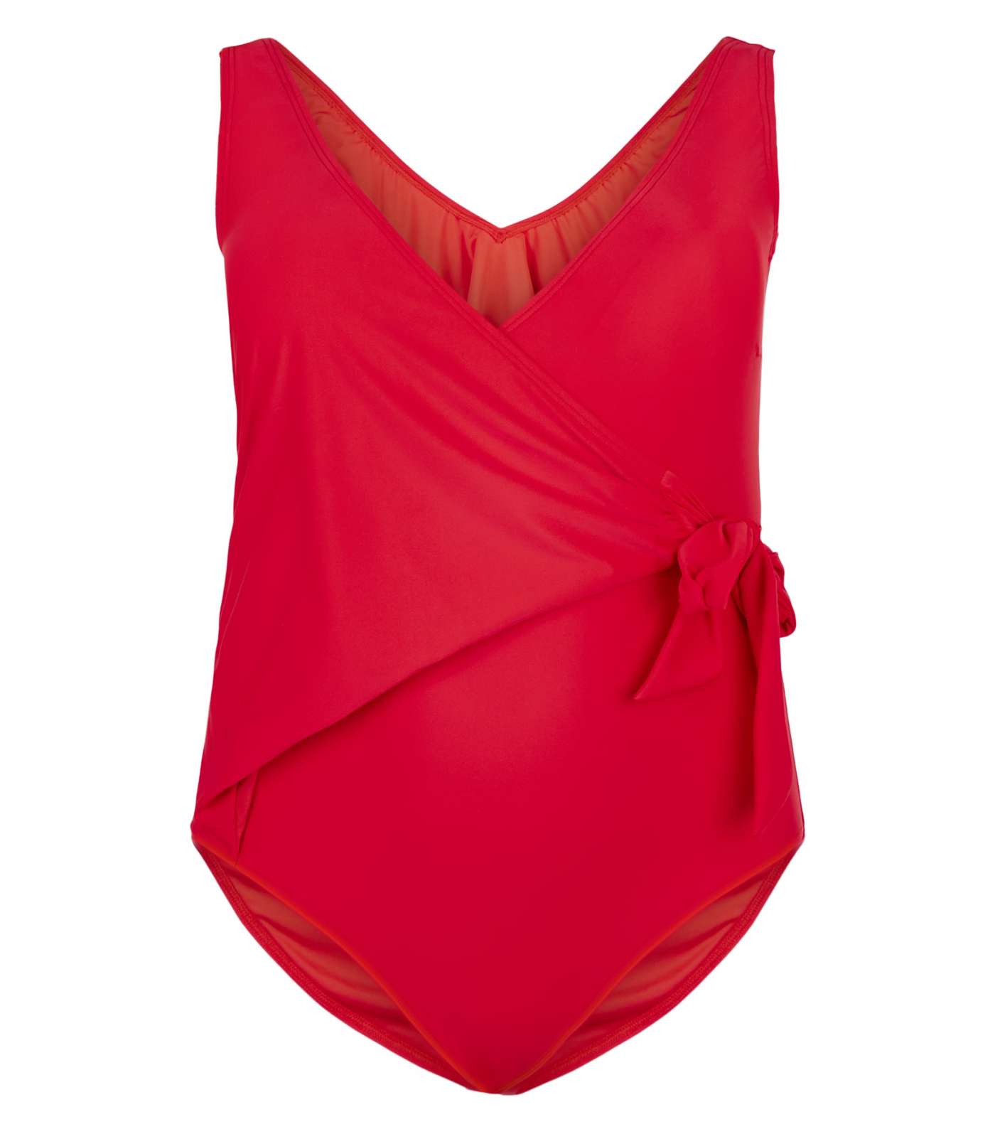 Curves Red Tie Side Wrap Swimsuit Image 3