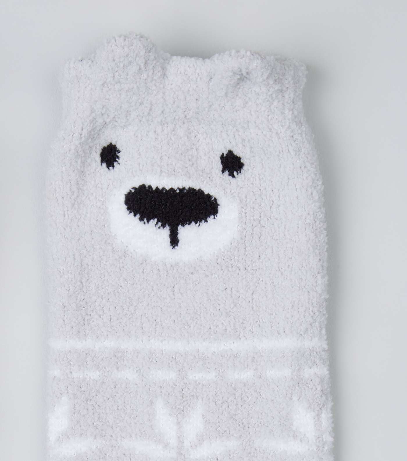Pale Grey Bear Snowflake Fluffy Socks Image 3