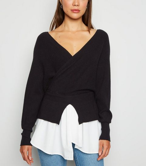Cameo Rose Black 2 in 1 Wrap Jumper