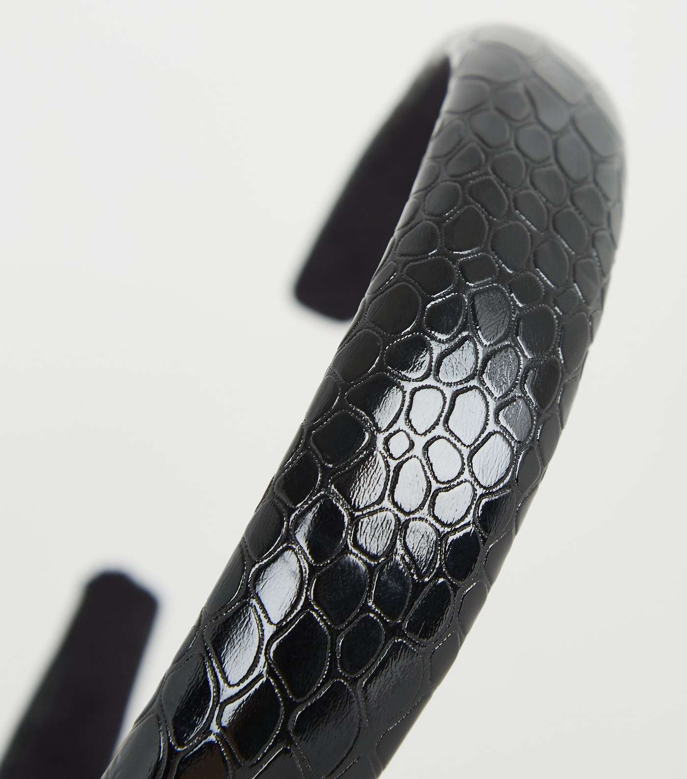 Black Patent Faux Croc Padded Headband Image 3