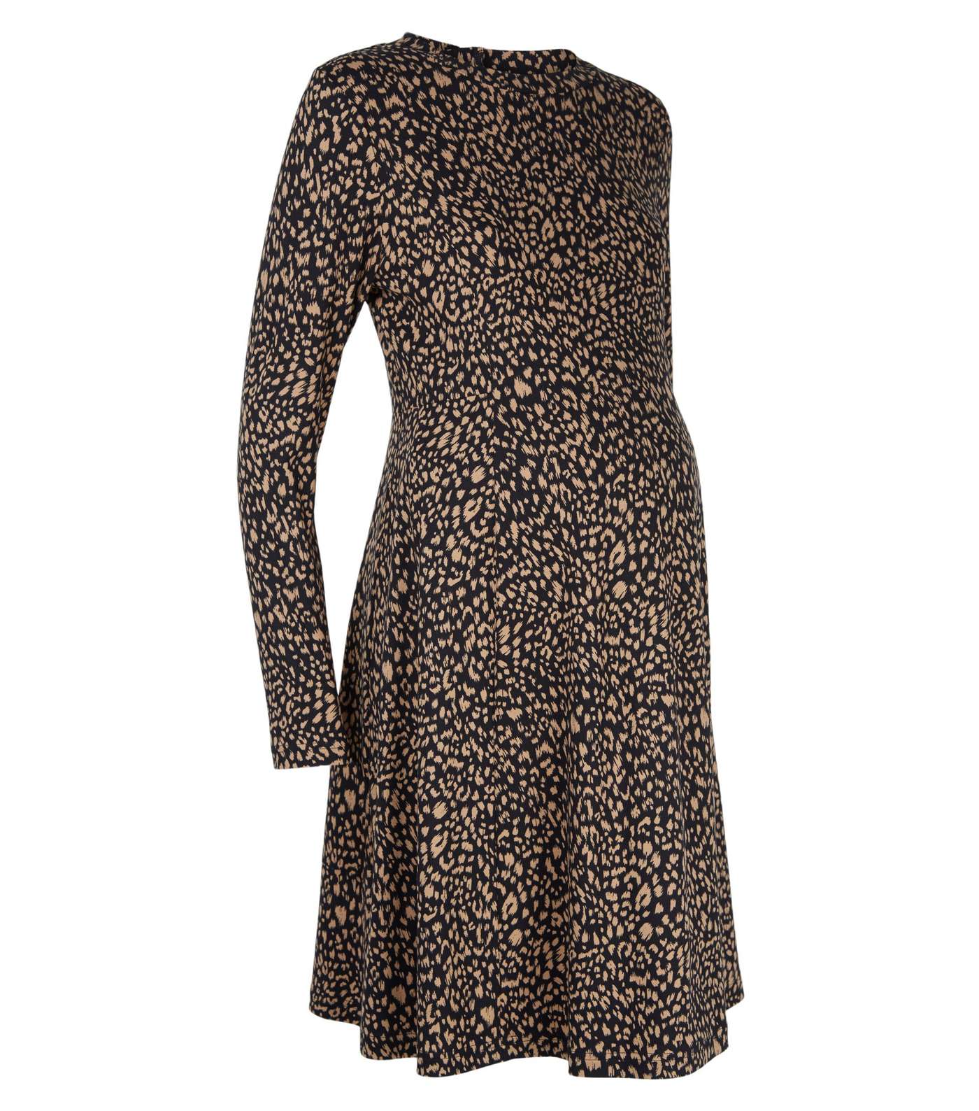 Maternity Black Leopard Print Jersey Dress Image 4