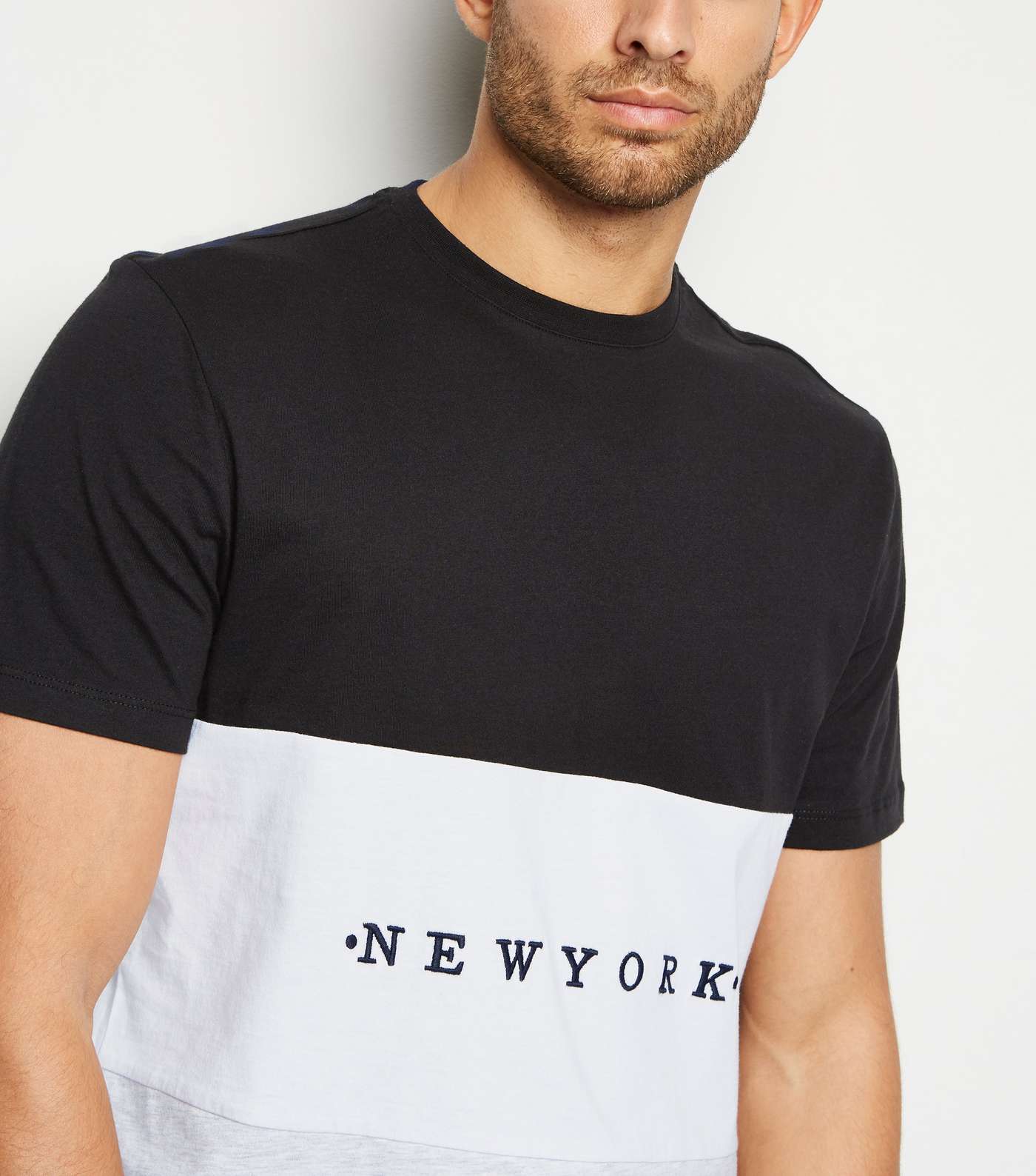 Black Colour Block New York Slogan T-Shirt Image 5