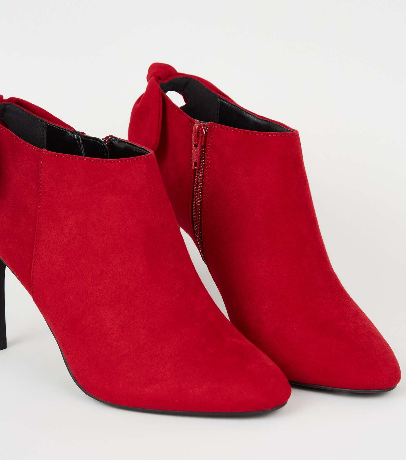 Red Suedette Bow Back Shoe Boots Image 3