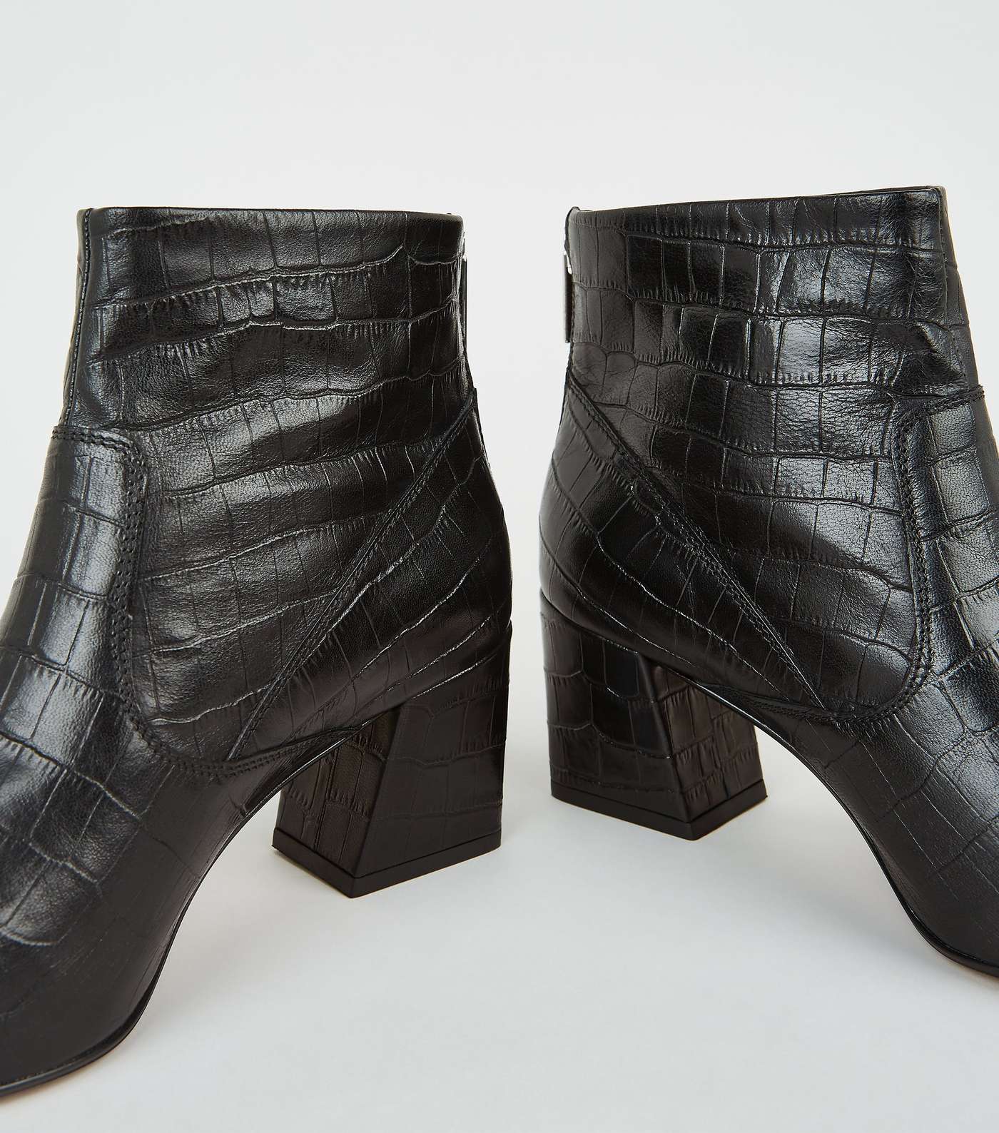 Black Premium Leather Pointed Ankle Boots  Image 4