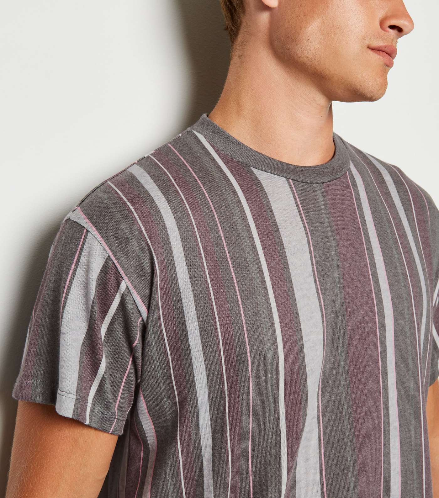 Grey Vertical Stripe T-Shirt Image 5