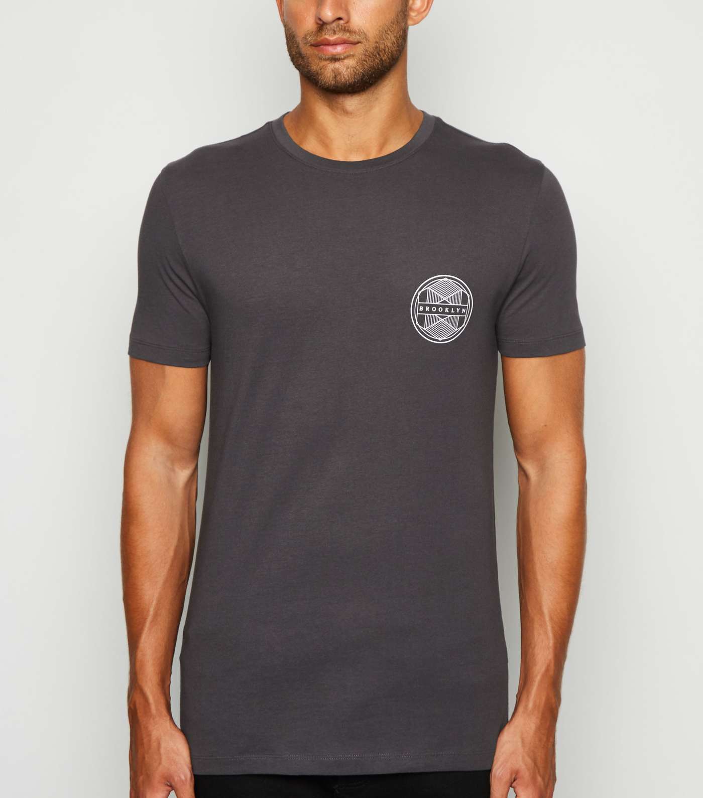 Dark Grey Brooklyn Motif T-Shirt