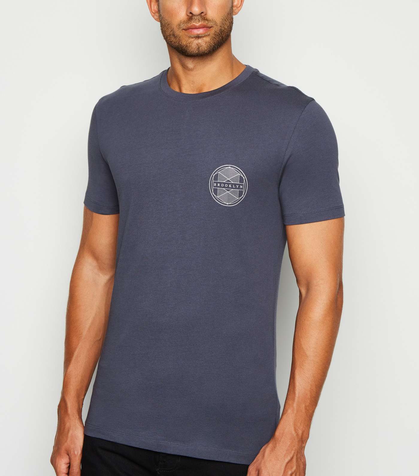 Bright Blue Brooklyn Motif T-Shirt