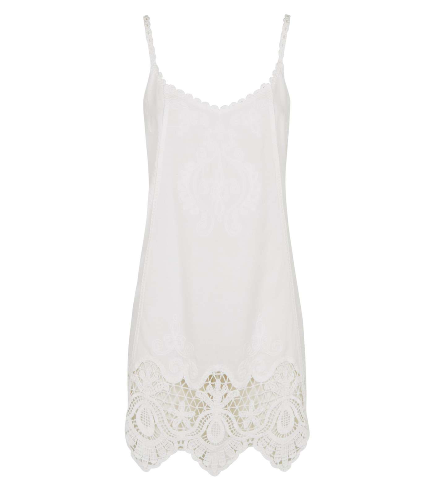 White Crochet Hem Swing Beach Dress Image 4